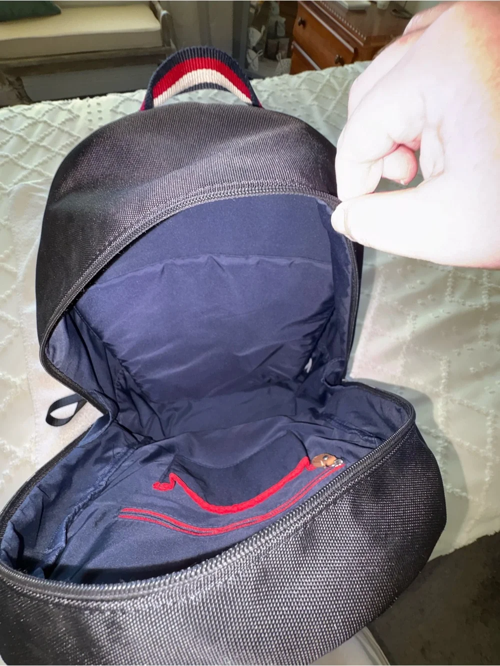Tommy Hilfiger Nylon Backpack with distinctive red white blue accents